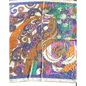 Metallic Abstract Multicolored 34"x34" Multifunctional Square 70s Style Scarf